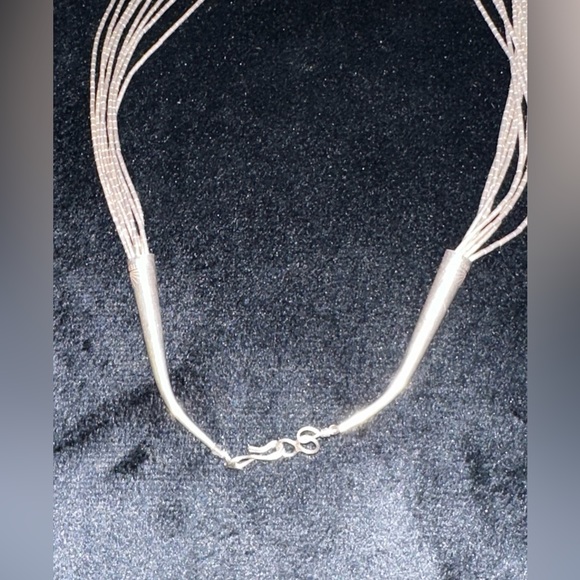 VNTG Sterling Navajo Native American Turquoise Liquid Silver Necklace - Picture 4 of 7